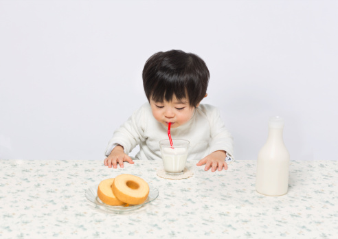 Baby boy drinking milk
